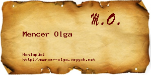 Mencer Olga névjegykártya